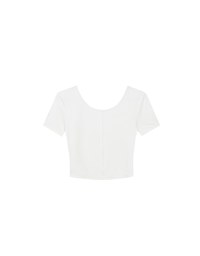 Basic Essential 2 Way Stretch Crop Tee with Side Ruching Detail