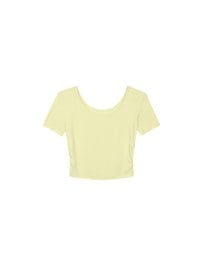 Basic Essential 2 Way Stretch Crop Tee with Side Ruching Detail