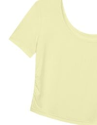 Basic Essential 2 Way Stretch Crop Tee with Side Ruching Detail