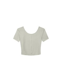 Basic Essential 2 Way Stretch Crop Tee with Side Ruching Detail