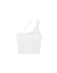 Asymmetrical Neckline One Shoulder Ribbed Knit Padded Crop Top