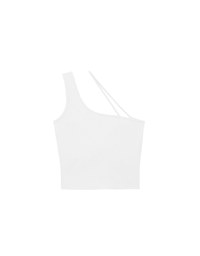 Asymmetrical Neckline One Shoulder Ribbed Knit Padded Crop Top