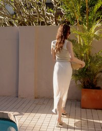 Asymmetrical Neckline One Shoulder Ribbed Knit Padded Crop Top