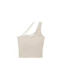 Asymmetrical Neckline One Shoulder Ribbed Knit Padded Crop Top