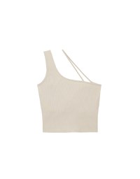 Asymmetrical Neckline One Shoulder Ribbed Knit Padded Crop Top