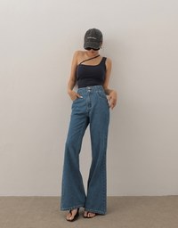 Asymmetrical Neckline One Shoulder Ribbed Knit Padded Crop Top