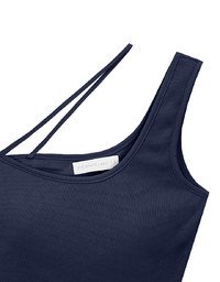 Asymmetrical Neckline One Shoulder Ribbed Knit Padded Crop Top