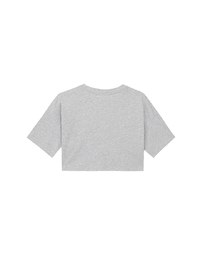 Cropped Cotton Short Sleeve Top with Gingham Embroidery Patch Design