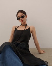 Sheer Longline Cover Up Cami Top with Side Slit Design