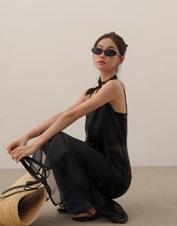 Sheer Longline Cover Up Cami Top with Side Slit Design
