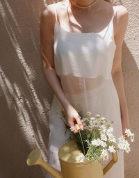 Sheer Longline Cover Up Cami Top with Side Slit Design