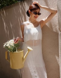 Sheer Longline Cover Up Cami Top with Side Slit Design