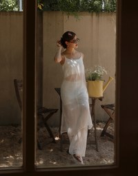 Sheer Longline Cover Up Cami Top with Side Slit Design