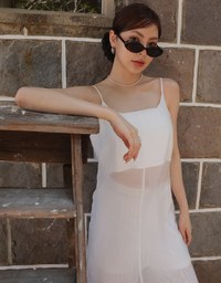 Sheer Longline Cover Up Cami Top with Side Slit Design