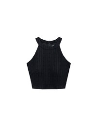 Lace Textured Halter Neck Sleeveless Padded Top