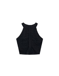 Lace Textured Halter Neck Sleeveless Padded Top