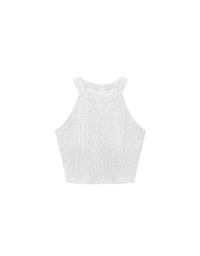 Lace Textured Halter Neck Sleeveless Padded Top