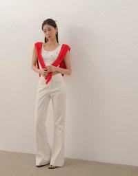 Embroidered Heart Pattern Ribbed Fitted Tank Top