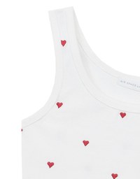 Embroidered Heart Pattern Ribbed Fitted Tank Top