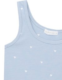 Embroidered Heart Pattern Ribbed Fitted Tank Top