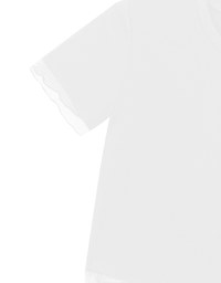 Layered Sheer Lettuce Edge Crew Neck Fitted Tee