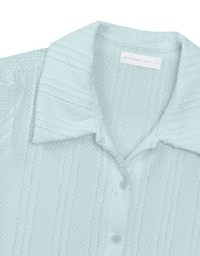 Striped Knit Collared Crop Shirt