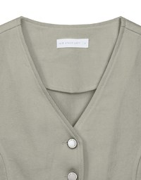 Tailored V Neck Button Front Short Sleeve Cropped Blazer Top