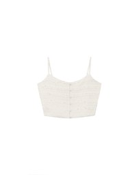 Layered Ruffle Lace Trim Button Up Cropped Cami Top