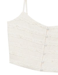 Layered Ruffle Lace Trim Button Up Cropped Cami Top