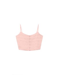 Layered Ruffle Lace Trim Button Up Cropped Cami Top