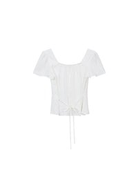 Crinkle Texture Square Neck Top with Adjustable Back Tie Detail