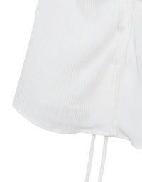 Crinkle Texture Square Neck Top with Adjustable Back Tie Detail