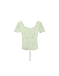 Crinkle Texture Square Neck Top with Adjustable Back Tie Detail
