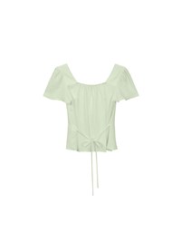 Crinkle Texture Square Neck Top with Adjustable Back Tie Detail