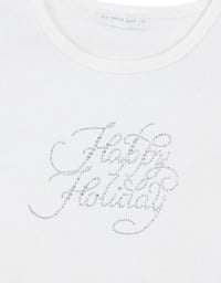 Rhinestone Lettering Embellished Slim Fit Cropped Tee