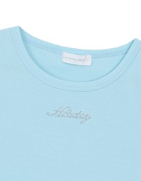 Rhinestone Lettering Embellished Slim Fit Cropped Tee