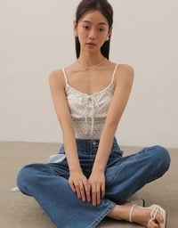 Youthful Vibe Crop Camisole Top with Ruched Drawstring Detail