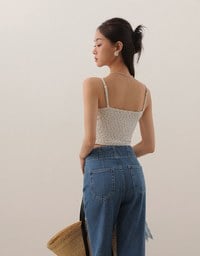 Youthful Vibe Crop Camisole Top with Ruched Drawstring Detail