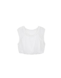 Faux 2 Piece Sleeveless Layered Mesh Top with Soft Knit Texture