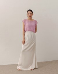 Faux 2 Piece Sleeveless Layered Mesh Top with Soft Knit Texture