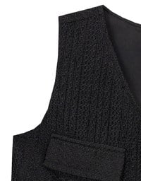 Lace Crochet Inspired Knit Vest Top with Pocket Accents