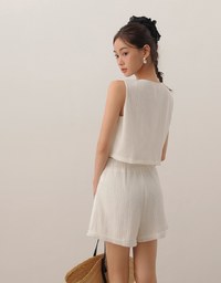 Lace Crochet Inspired Knit Vest Top with Pocket Accents