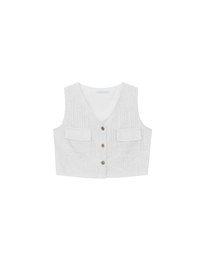 Lace Crochet Inspired Knit Vest Top with Pocket Accents