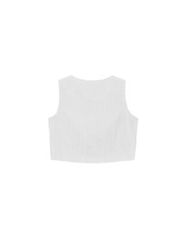 Lace Crochet Inspired Knit Vest Top with Pocket Accents