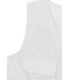 Lace Crochet Inspired Knit Vest Top with Pocket Accents