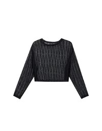 Relaxed Fit Sheer Crochet Openwork Knit Pullover Sweater