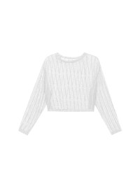 Relaxed Fit Sheer Crochet Openwork Knit Pullover Sweater