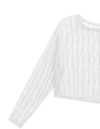 Relaxed Fit Sheer Crochet Openwork Knit Pullover Sweater
