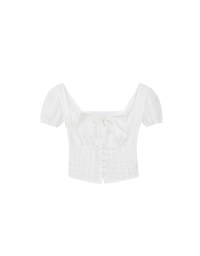 Square Neck Puff Sleeve Button Up Corset Top
