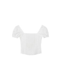 Square Neck Puff Sleeve Button Up Corset Top